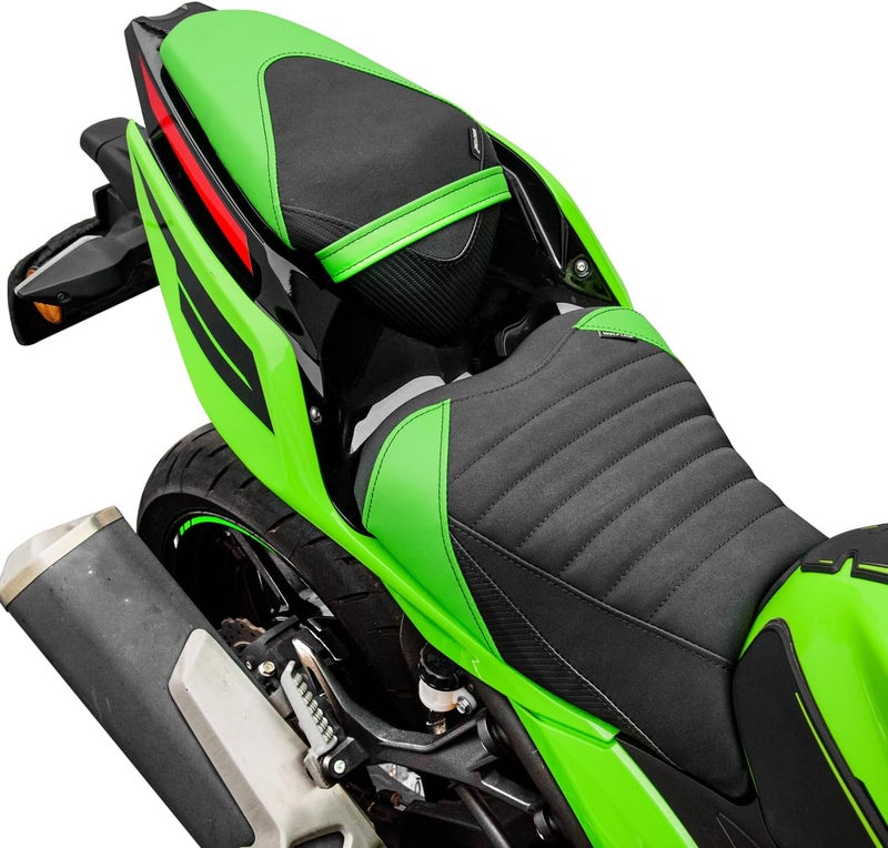 Fayedenicy Motorcycle Ninja 400 Z400 Front Driver Rider Solo Seat Cowls Anti Slip Rear Passenger Seat Covers Cushion Pad for Ka-wasaki Ninja400 Ninja-400 Z 400 Z-400 2018 2019 2020 2021 2022 2023 (Green-Rear) - Image 3